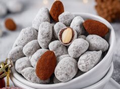 Amêndoas cobertas com chocolate, como as da feira de Natal